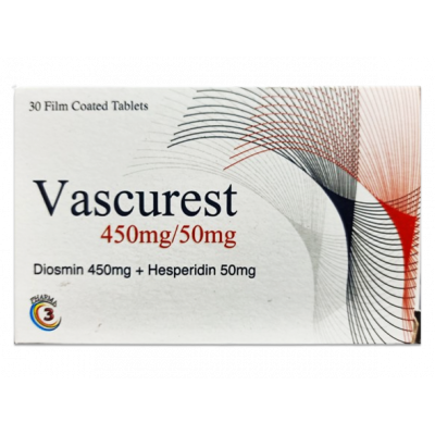 VASCUREST 500 MG ( DIOSMIN 450 MG + HESPERIDIN 50 MG ) 30 FILM-COATED TABLETS VASCUREST 500 MG ( DIOSMIN 450 MG + HESPERIDIN 50 MG ) 30 FILM-COATED TABLETS